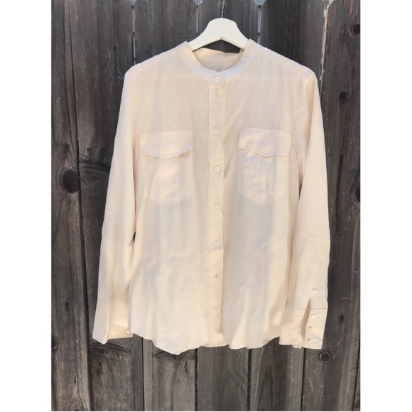 J-Crew Silk Cream Button Down Top, Size Medium - Picture 10 of 10
